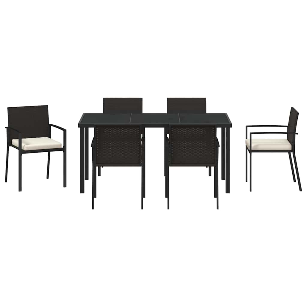 Conjunto de Comedor de Jardín 7 pcs Negro