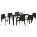 Conjunto de Comedor de Jardín 7 pcs Negro