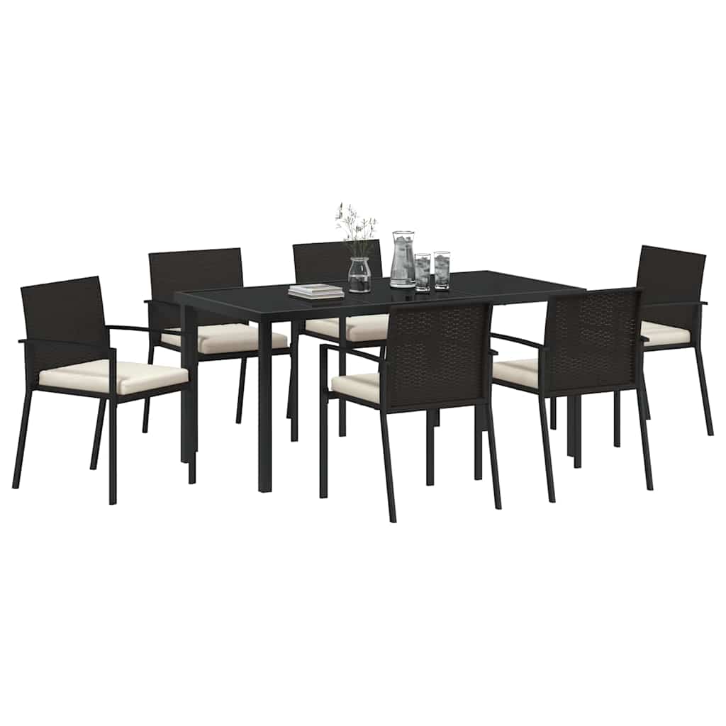 Conjunto de Comedor de Jardín 7 pcs Negro
