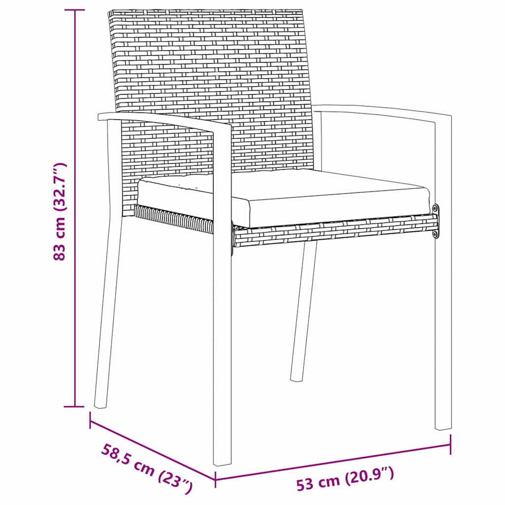 Conjunto de Comedor de Jardín 7 pcs Negro