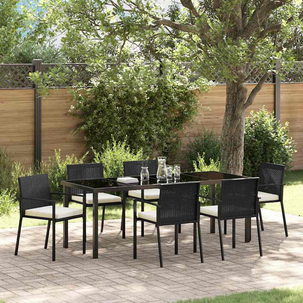 Conjunto de Comedor de Jardín 7 pcs Negro