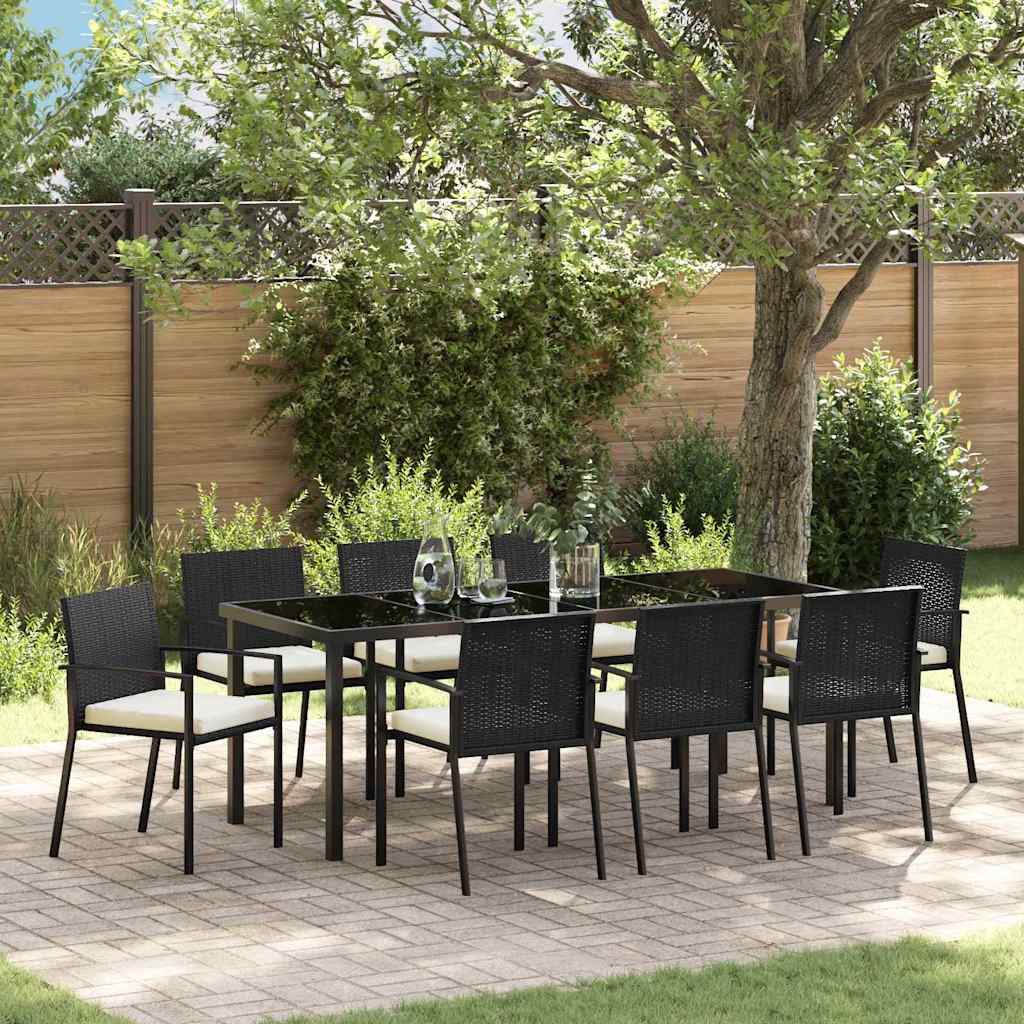 Conjunto de Comedor de Jardín 9 pcs Marrón ratán sintético