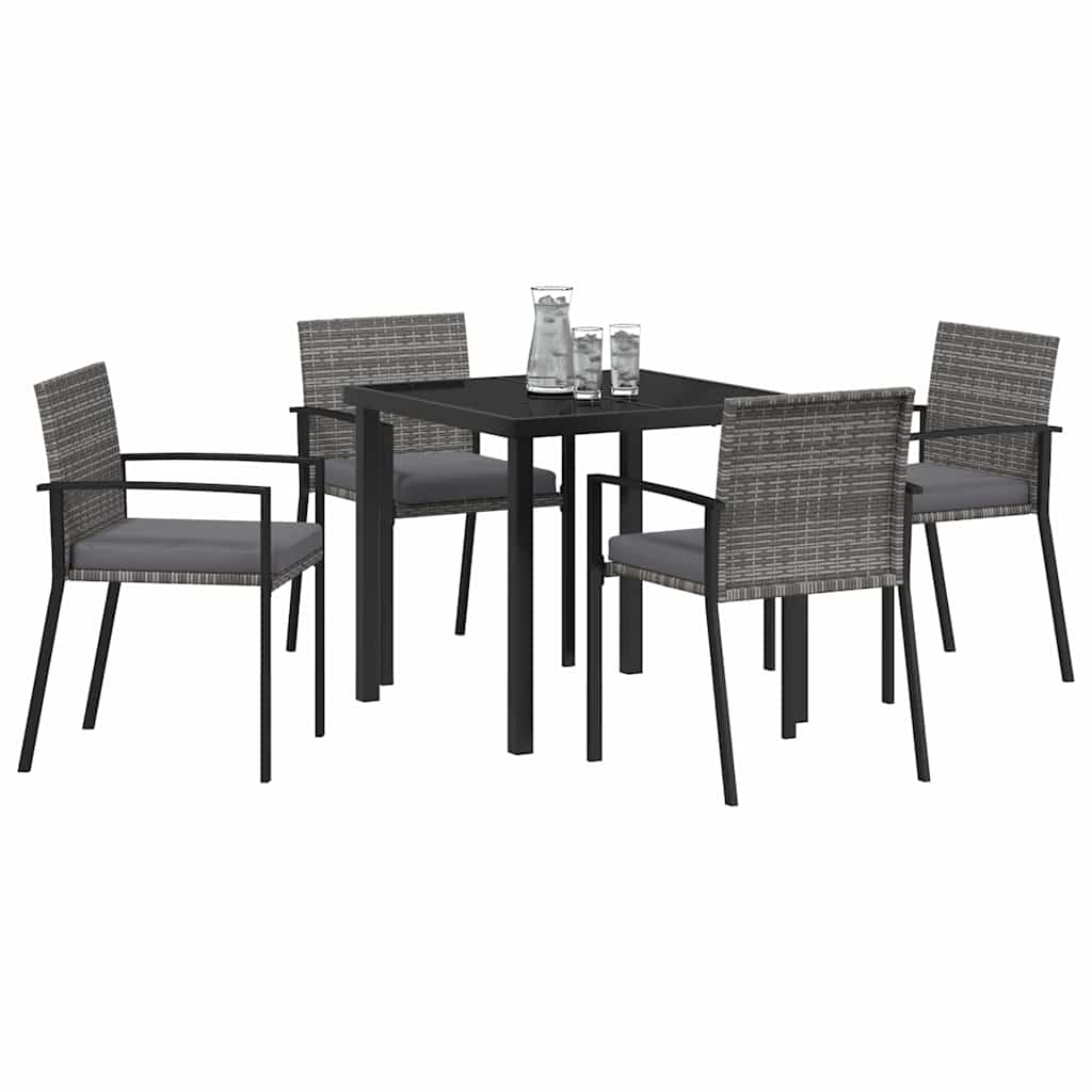 Conjunto de Comedor de Jardín 5 pcs Gris