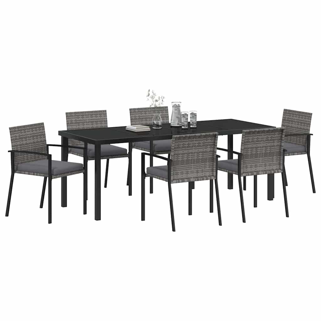 Conjunto de Comedor de Jardín 6 pcs Gris