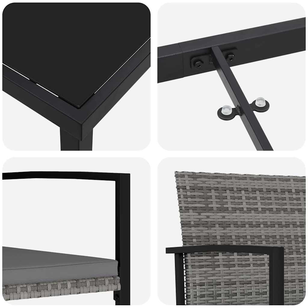 Conjunto de Comedor de Jardín 9 pcs Gris