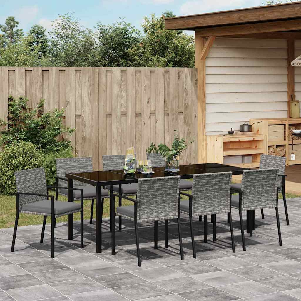 Conjunto de Comedor de Jardín 9 pcs Gris
