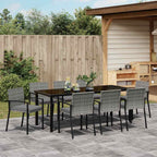Conjunto de Comedor de Jardín 9 pcs Gris