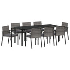Conjunto de Comedor de Jardín 9 pcs Gris