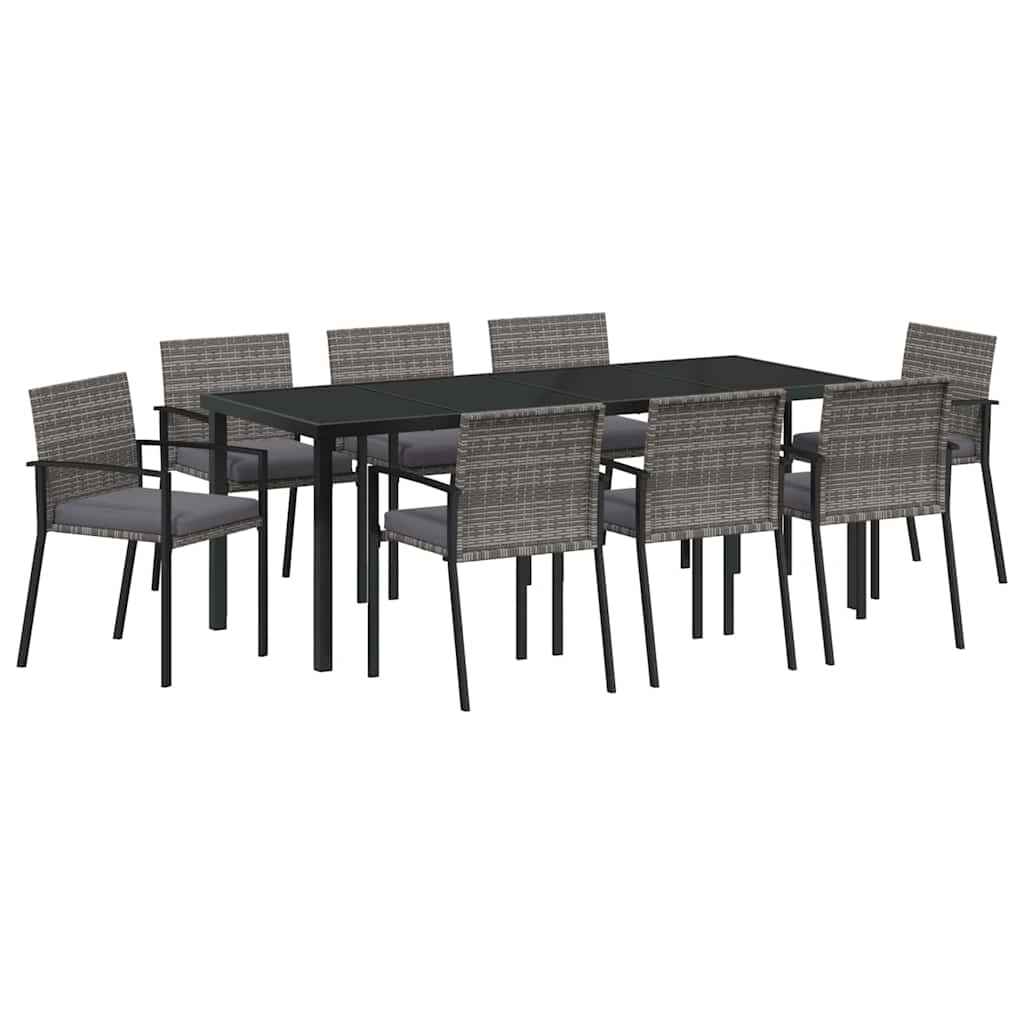 Conjunto de Comedor de Jardín 9 pcs Gris