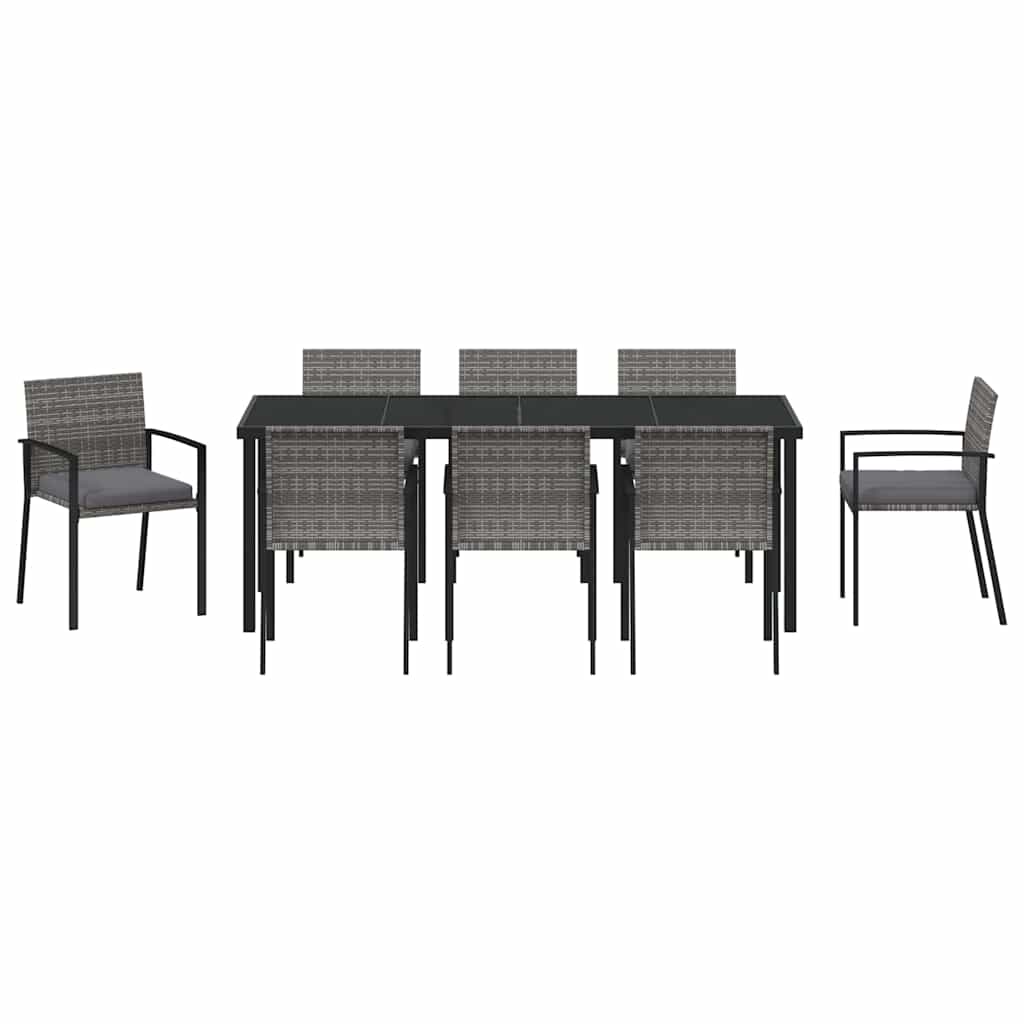 Conjunto de Comedor de Jardín 9 pcs Gris