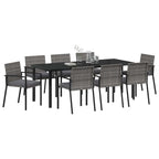 Conjunto de Comedor de Jardín 9 pcs Gris
