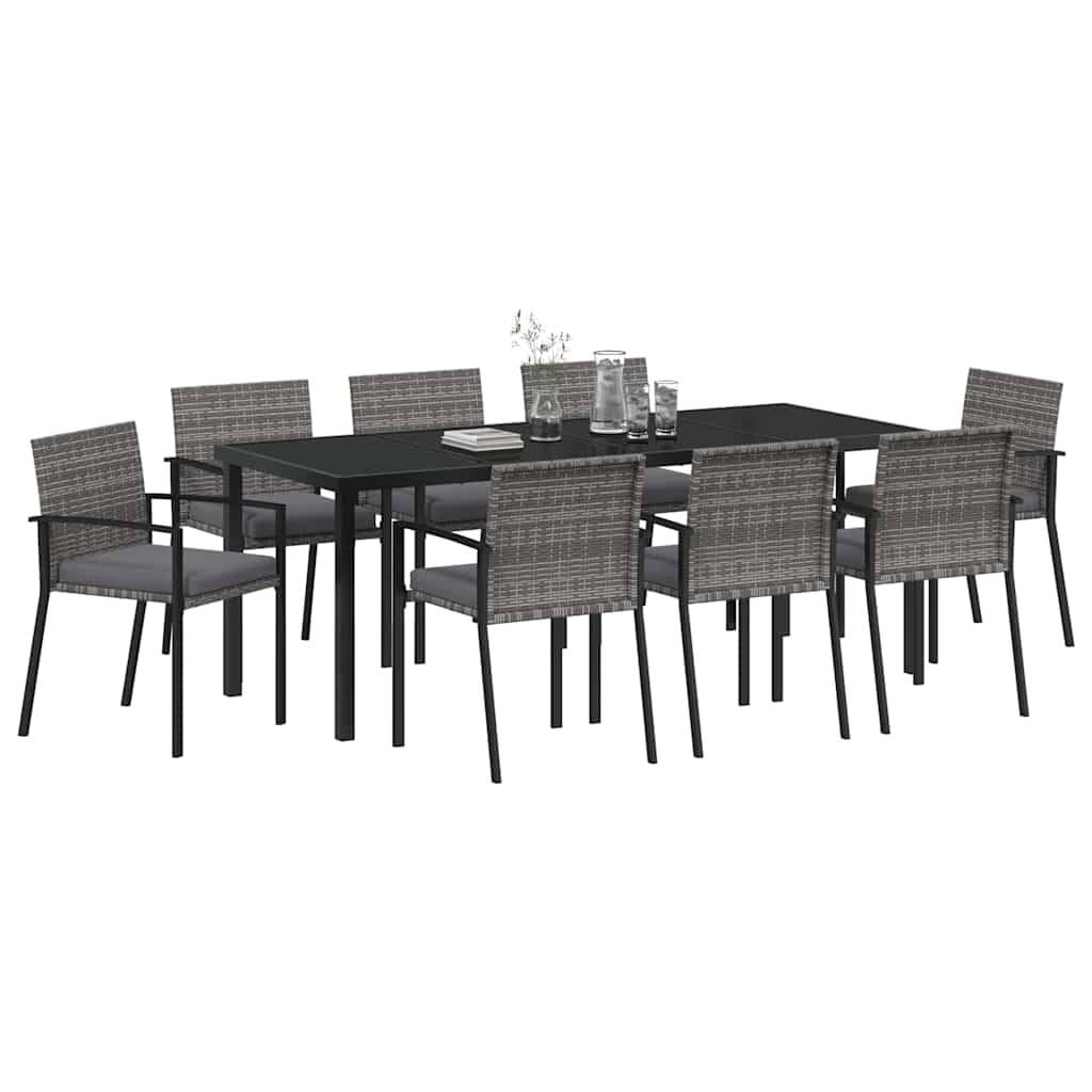 Conjunto de Comedor de Jardín 9 pcs Gris