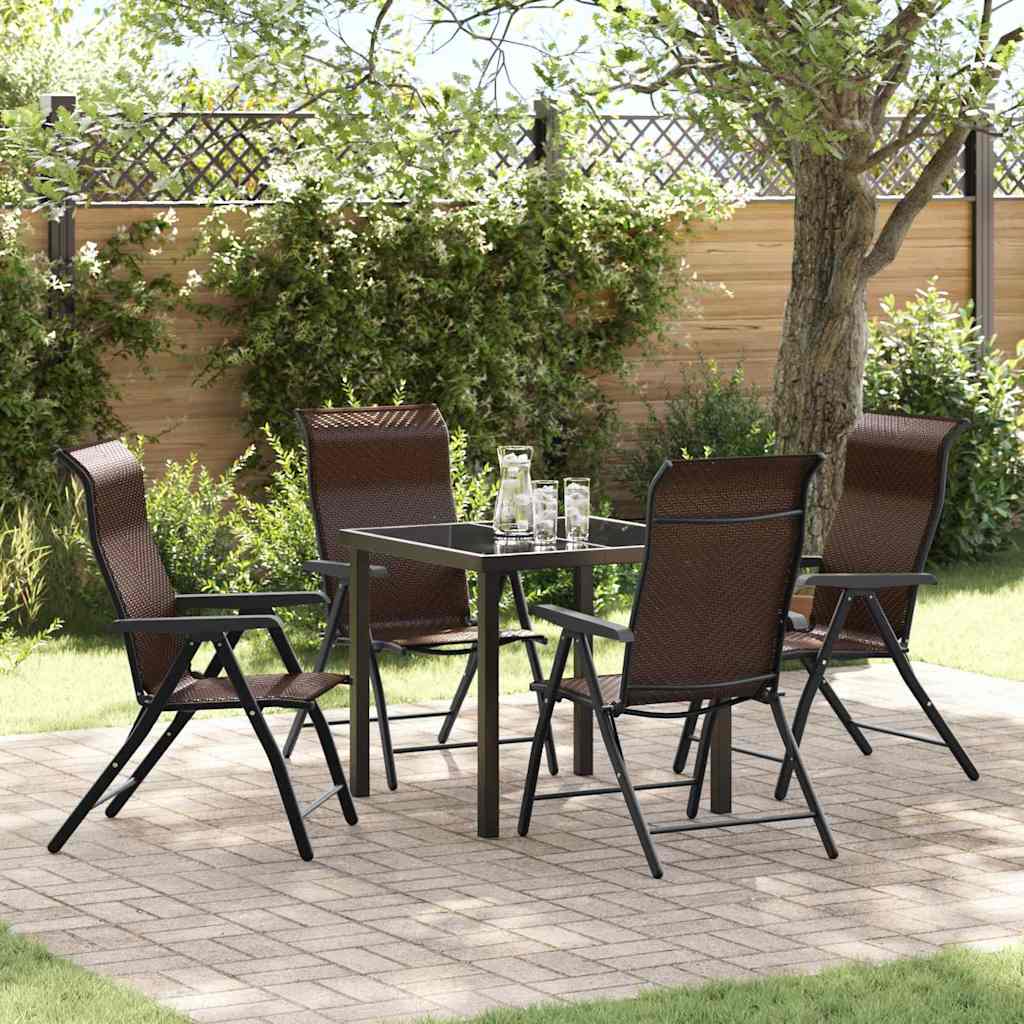 Conjunto de Comedor de Jardín 5 pcs Gris y Negro Ratán