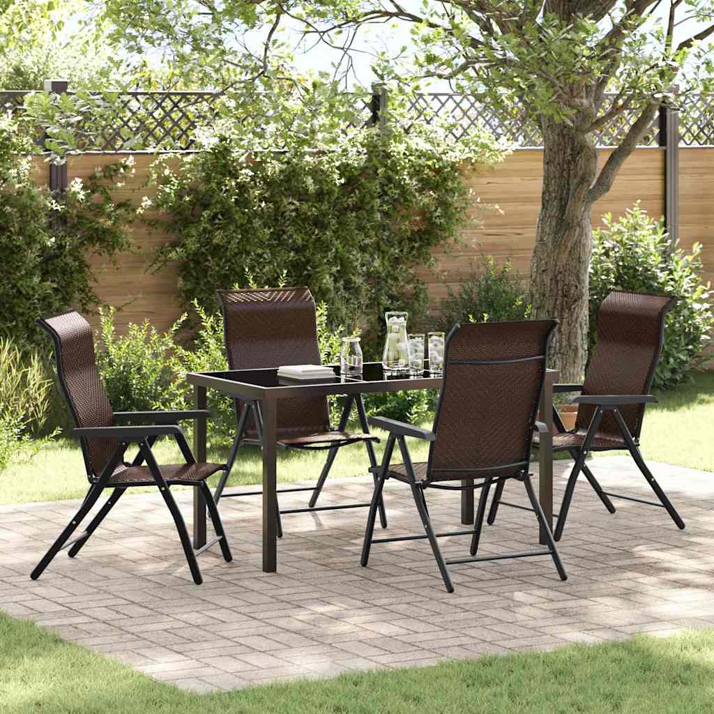 Conjunto de Comedor de Jardín 5 pcs Gris y Negro Ratán