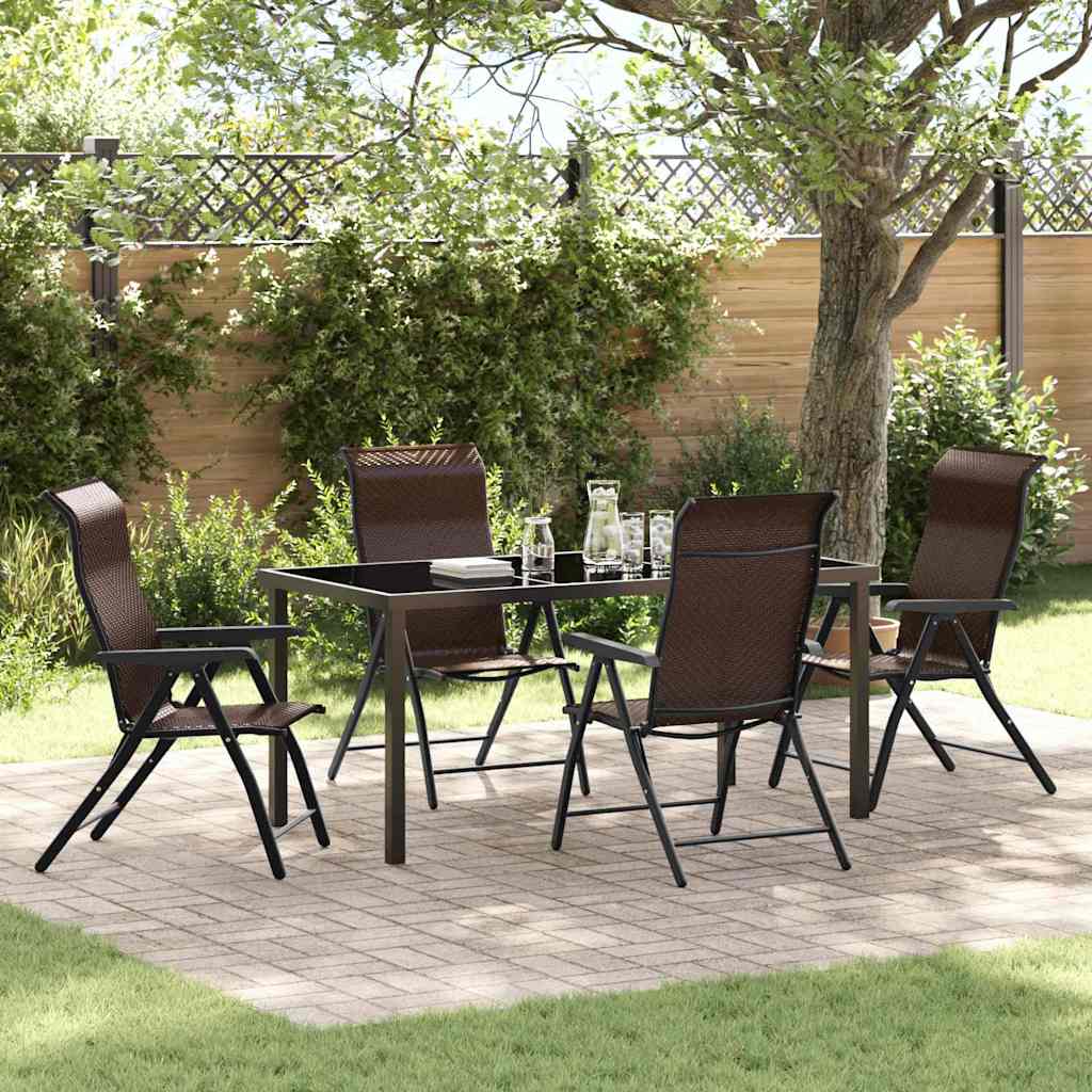 Conjunto de Comedor de Jardín 5 pcs Gris y Negro Ratán