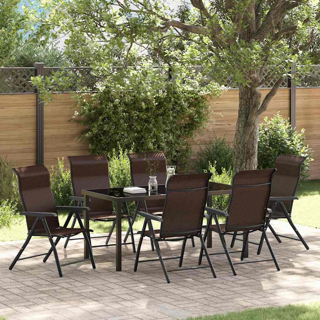 Conjunto de Comedor de Jardín 7 pcs Gris y Negro Ratán