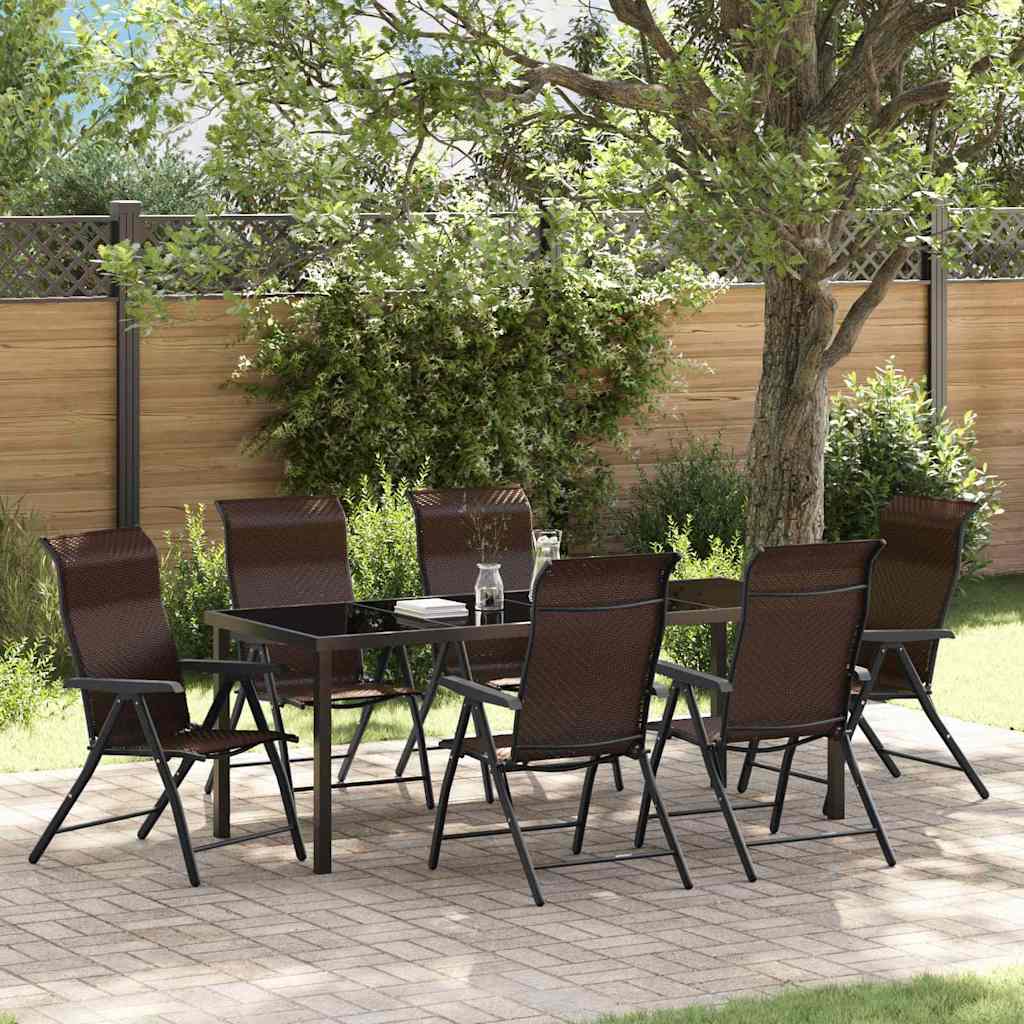Conjunto de Comedor de Jardín 7 pcs Gris y Negro Ratán