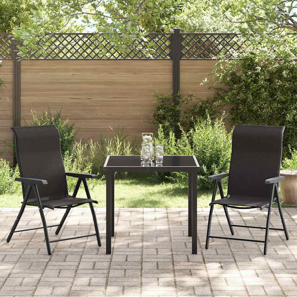 Conjunto de Comedor de Jardín 3 pcs Negro Café