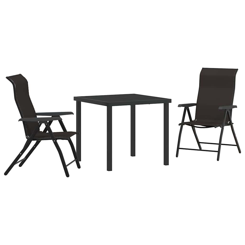 Conjunto de Comedor de Jardín 3 pcs Negro Café