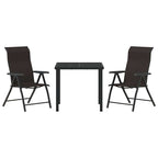 Conjunto de Comedor de Jardín 3 pcs Negro Café