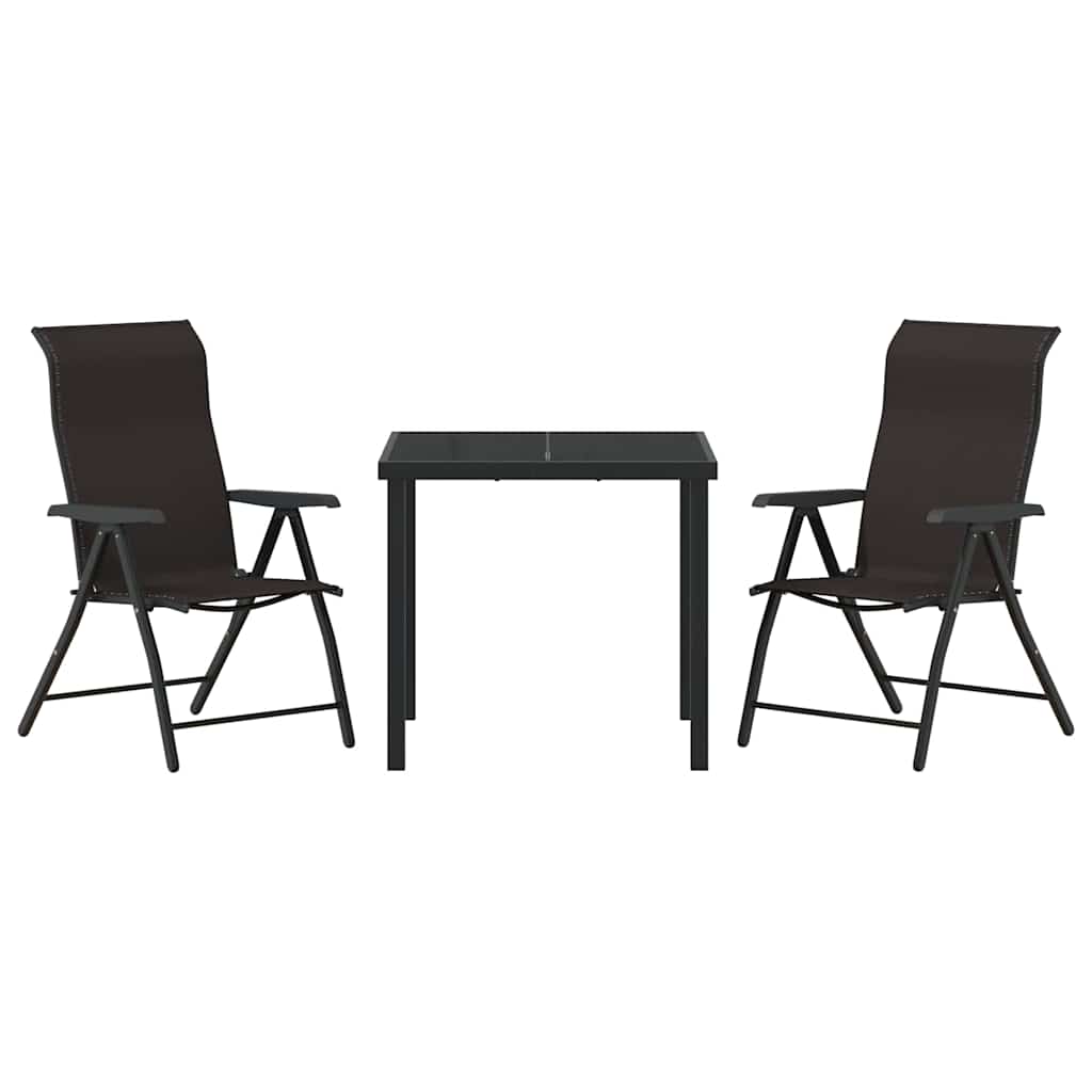 Conjunto de Comedor de Jardín 3 pcs Negro Café