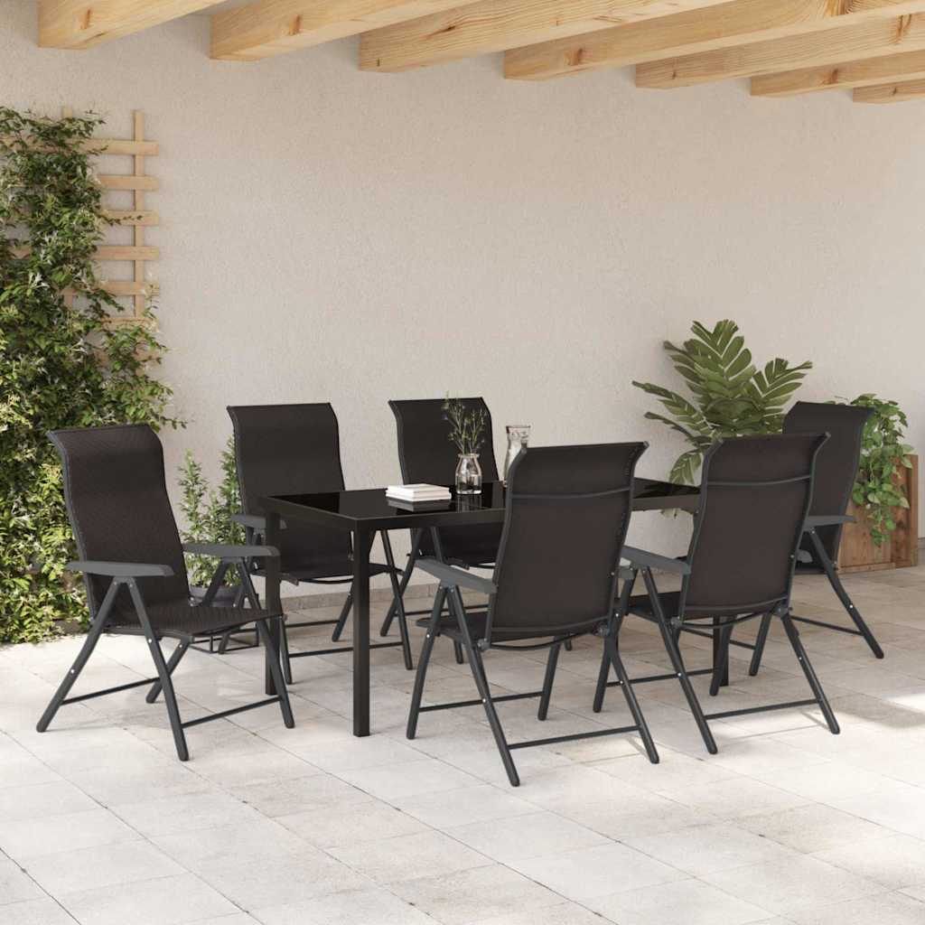 Conjunto de Comedor de Jardín 7 pcs Negro Café