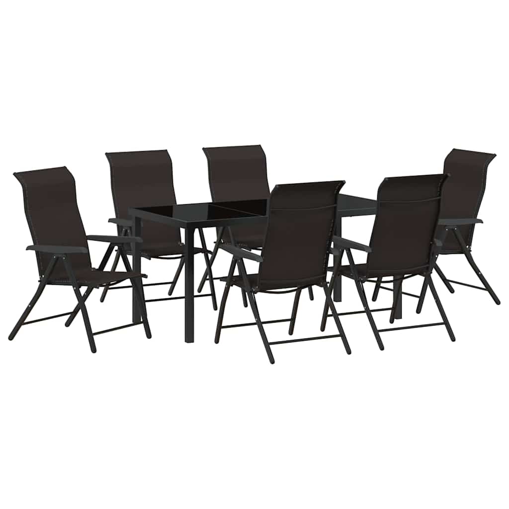 Conjunto de Comedor de Jardín 7 pcs Negro Café