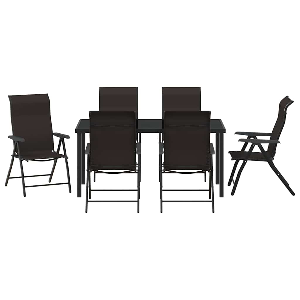 Conjunto de Comedor de Jardín 7 pcs Negro Café