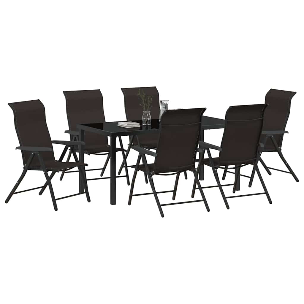 Conjunto de Comedor de Jardín 7 pcs Negro Café