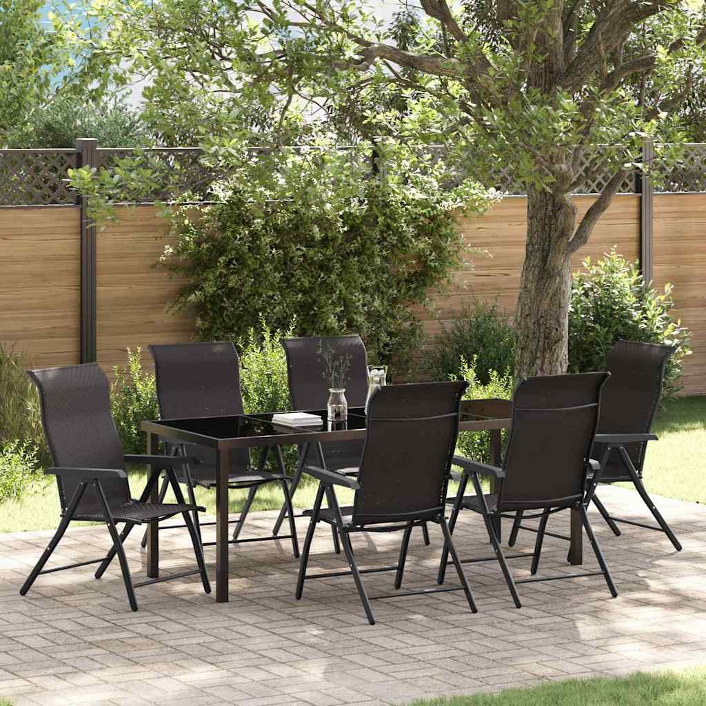 Conjunto de Comedor de Jardín 7 pcs Negro Café