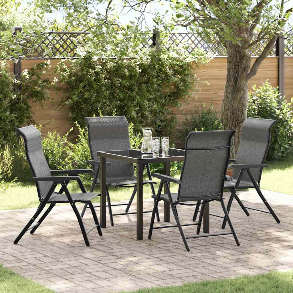 Conjunto de Comedor de Jardín 5 pcs Beige y Negro Ratán