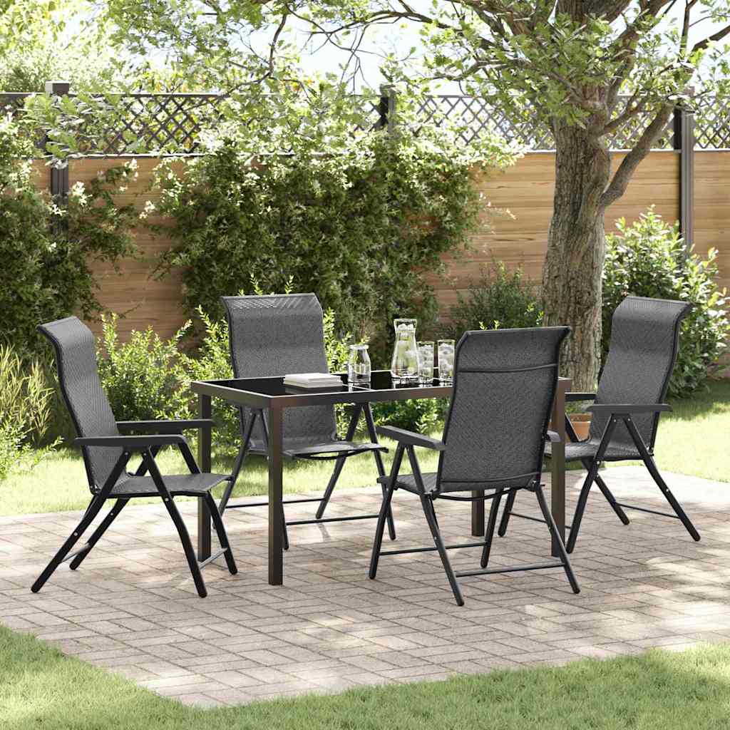 Conjunto de Comedor de Jardín 5 pcs Beige y Negro Ratán