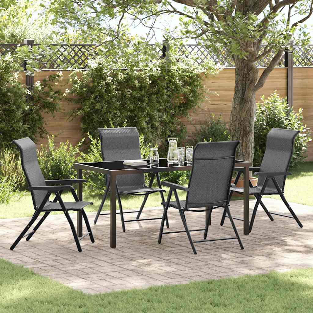 Conjunto de Comedor de Jardín 5 pcs Beige y Negro Ratán