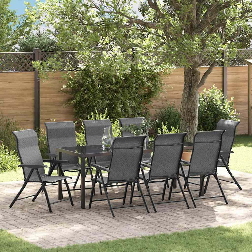 Conjunto de Comedor de Jardín 9 pcs Beige y Negro Ratán