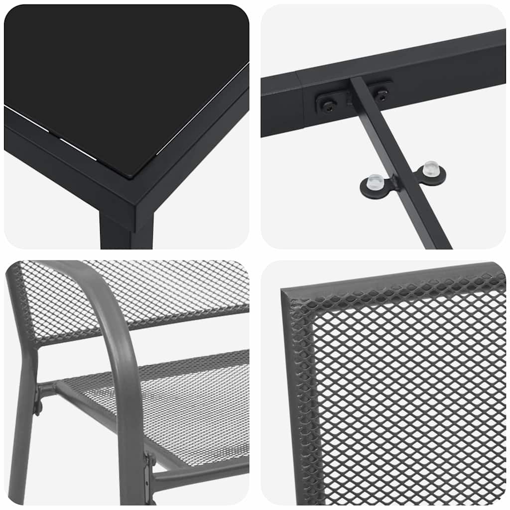 Conjunto de Comedor de Jardín 3 pcs Antracita