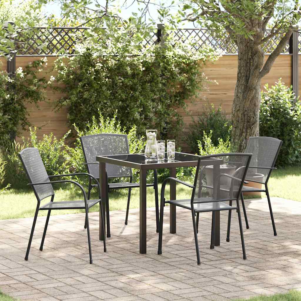 Conjunto de Comedor de Jardín 3 pcs Taupé Acero