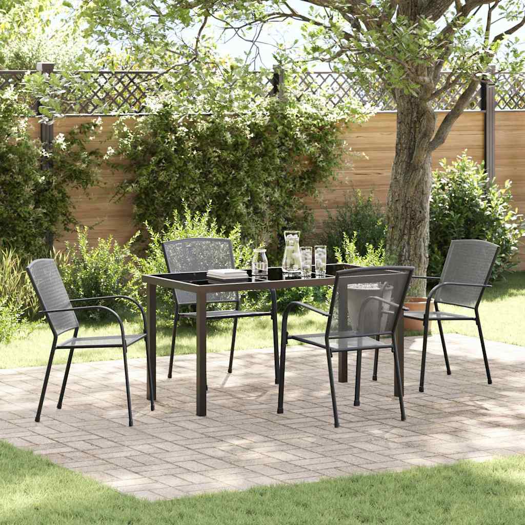 Conjunto de Comedor de Jardín 3 pcs Taupé Acero