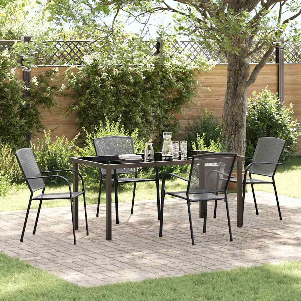 Conjunto de Comedor de Jardín 3 pcs Taupé Acero
