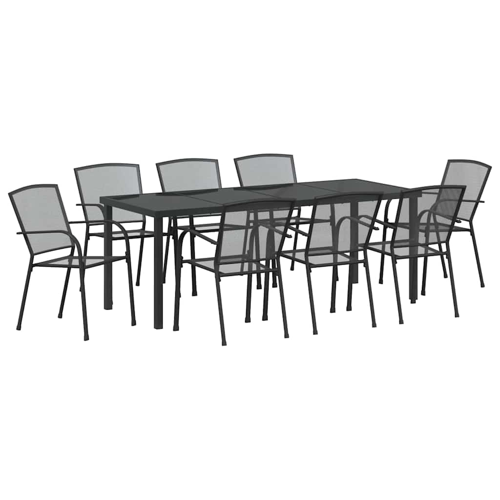 Conjunto de Comedor de Jardín 9 pcs Antracita