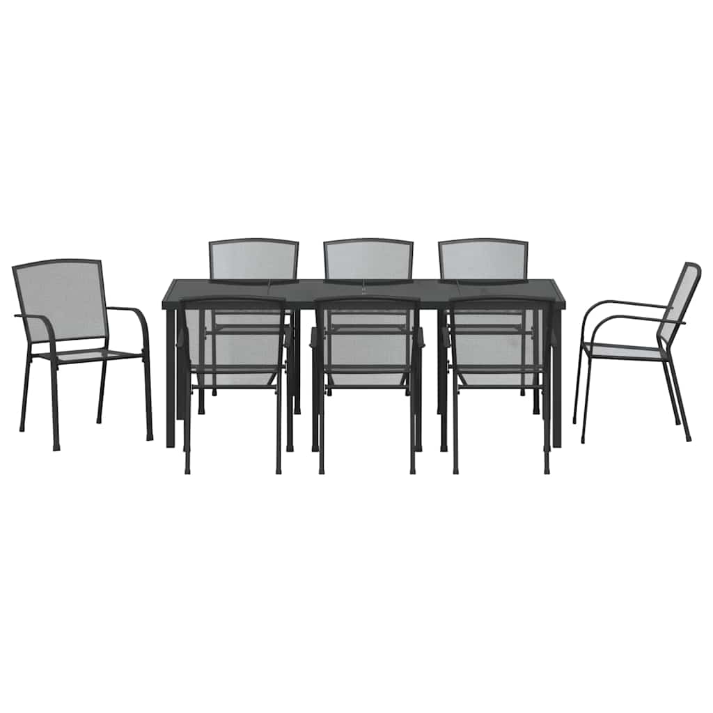 Conjunto de Comedor de Jardín 9 pcs Antracita