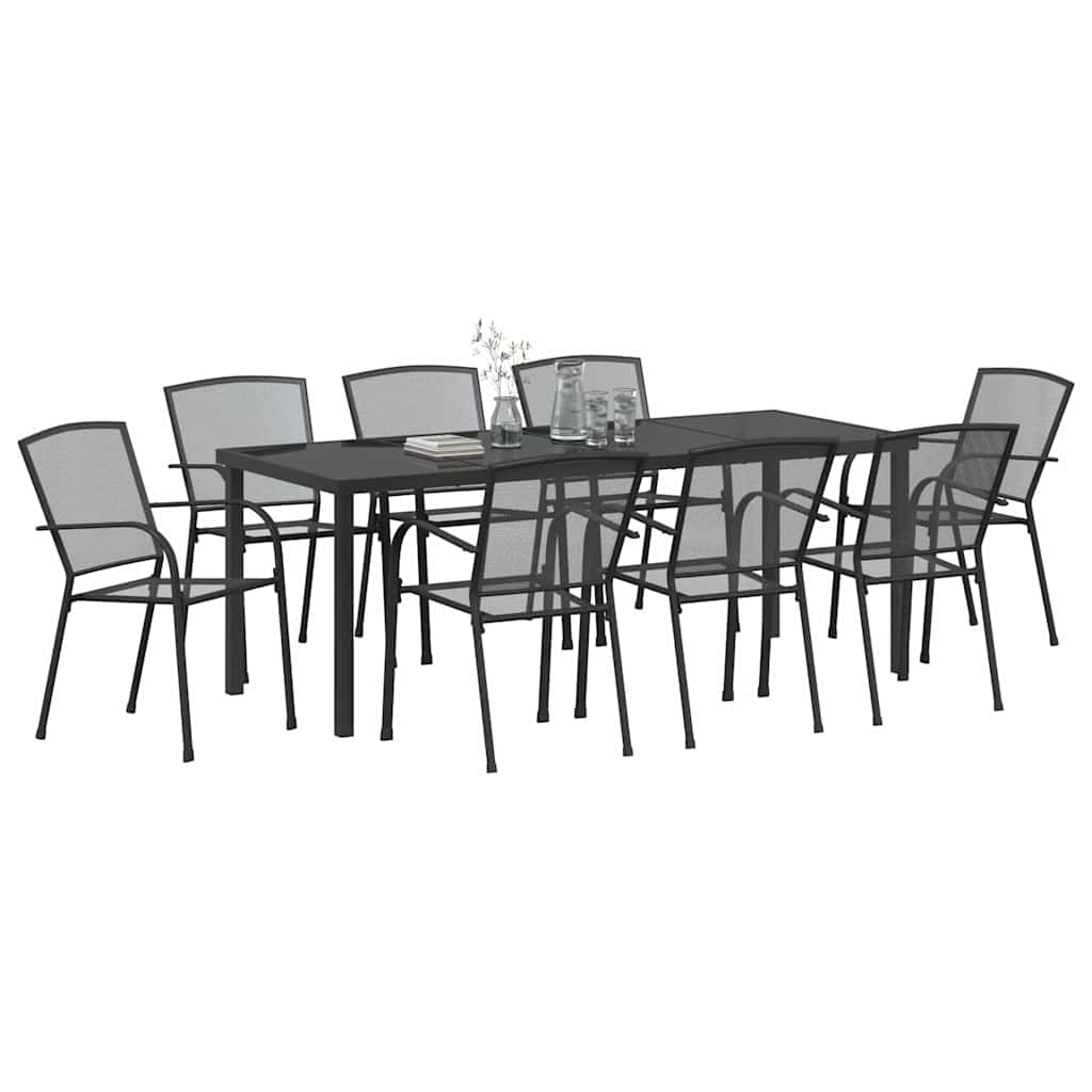 Conjunto de Comedor de Jardín 9 pcs Antracita