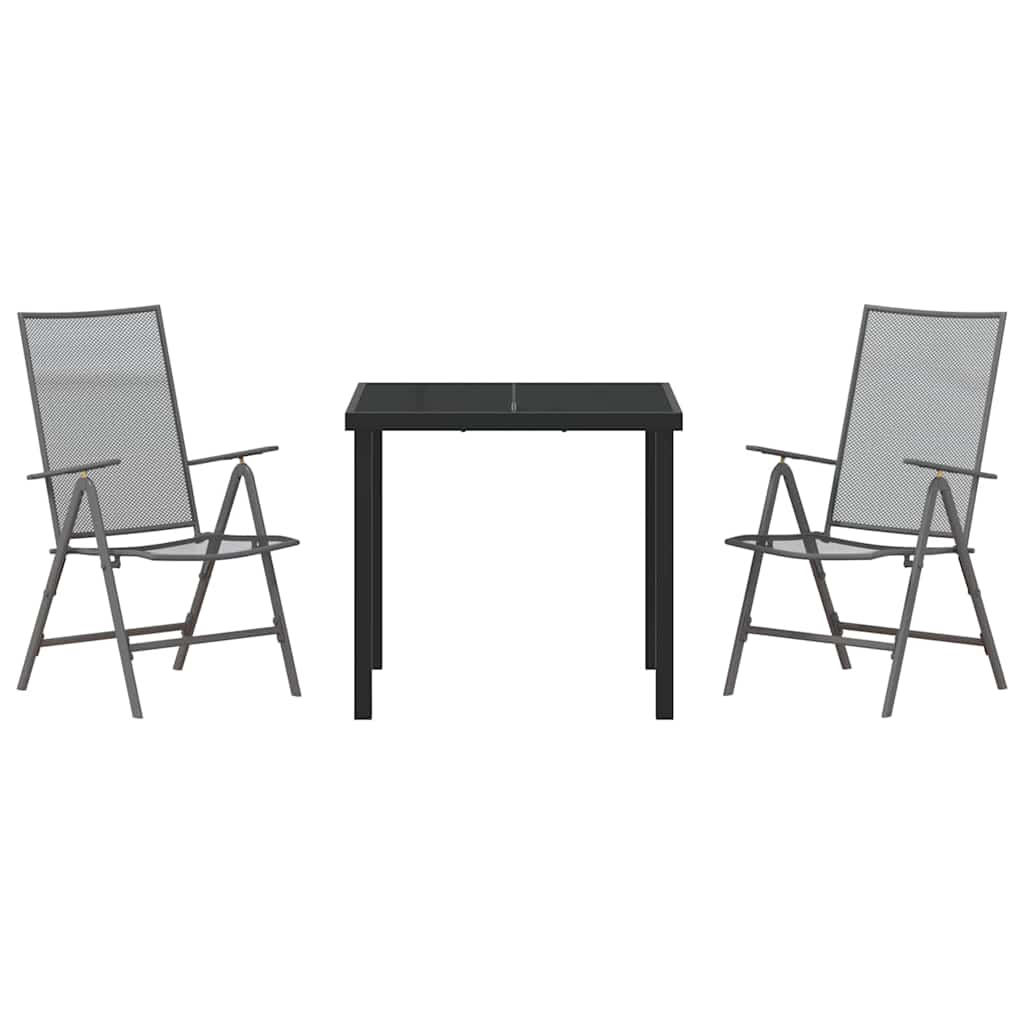 Conjunto de Comedor de Jardín 3 pcs Antracita