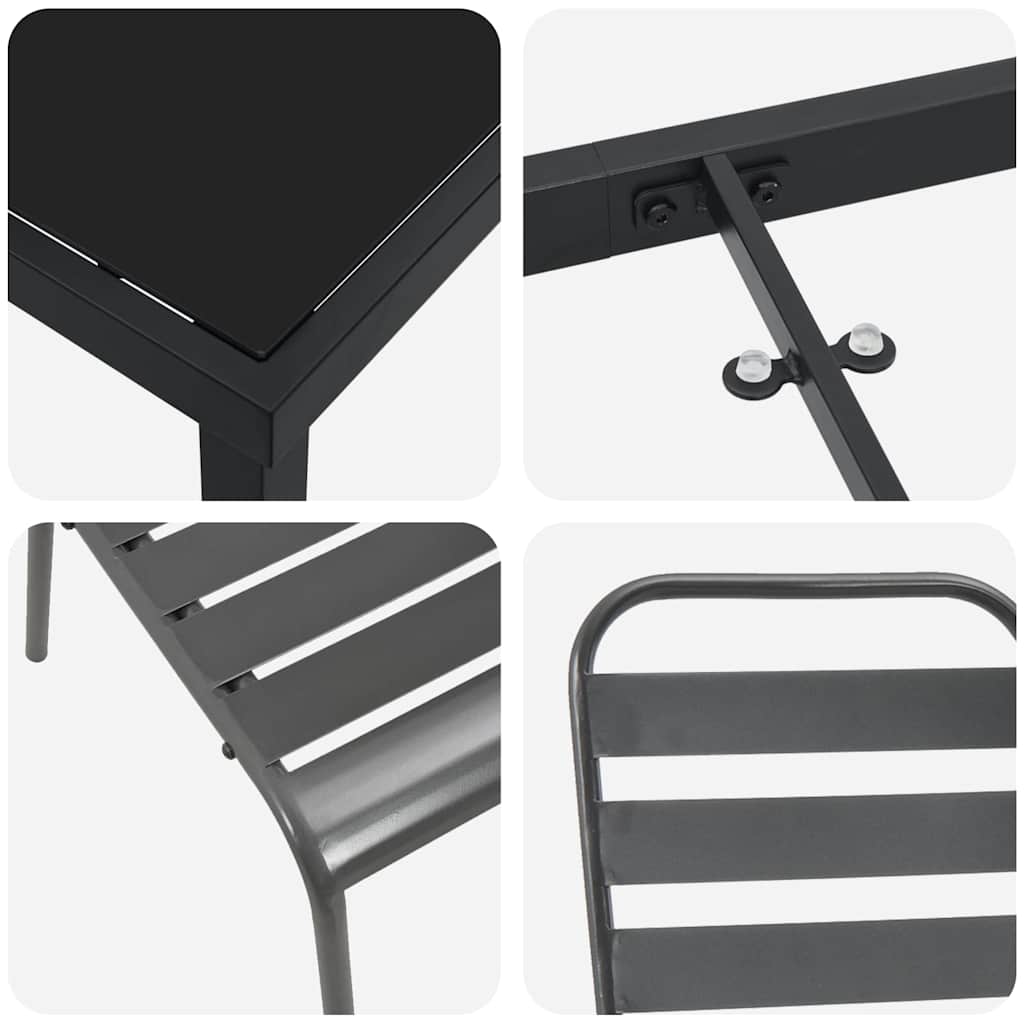 Conjunto de Comedor de Jardín 3 pcs Antracita