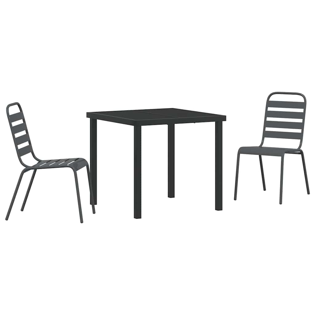 Conjunto de Comedor de Jardín 3 pcs Antracita