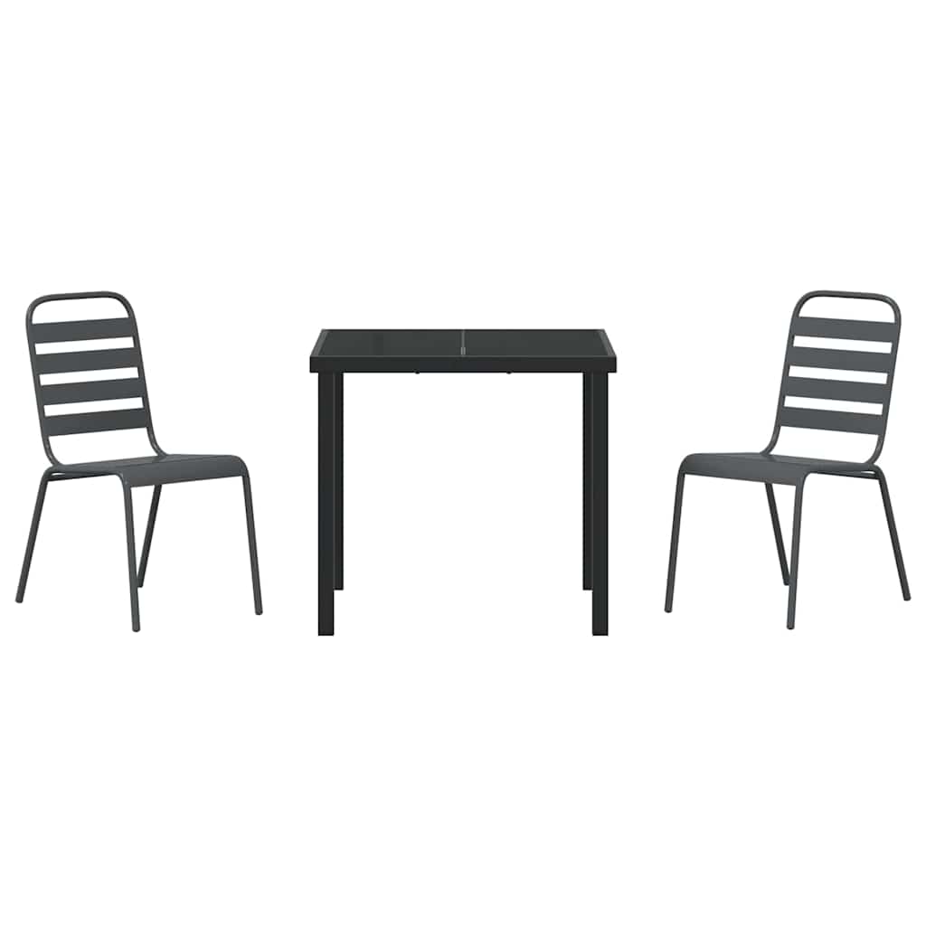 Conjunto de Comedor de Jardín 3 pcs Antracita