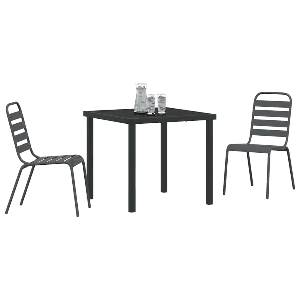 Conjunto de Comedor de Jardín 3 pcs Antracita