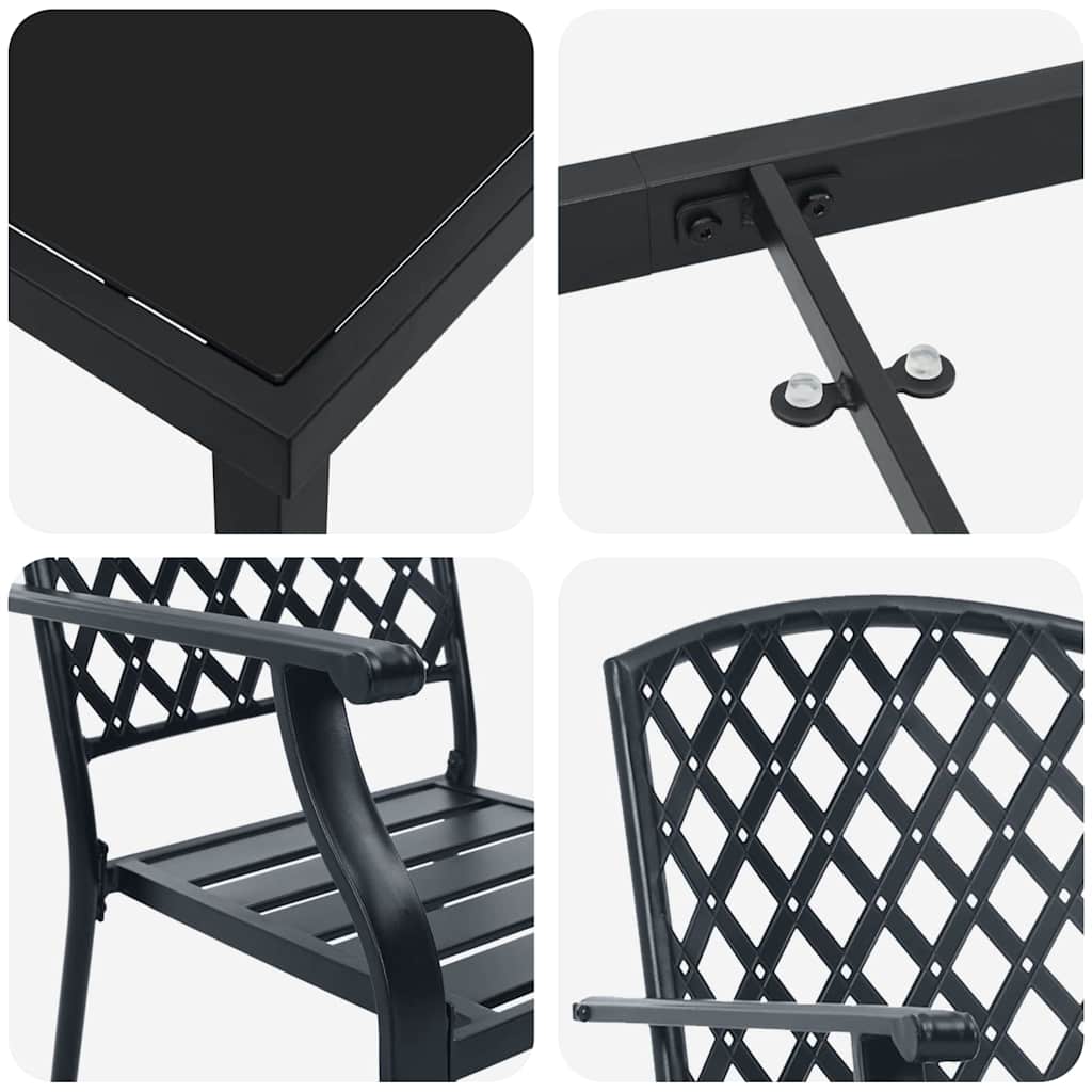 Conjunto de Comedor de Jardín 3 pcs Antracita