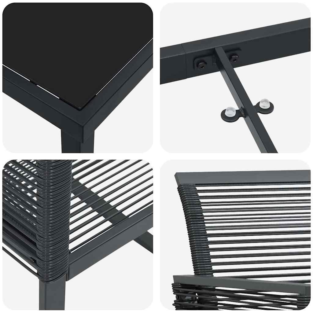 Conjunto de Comedor de Jardín 3 pcs Negro