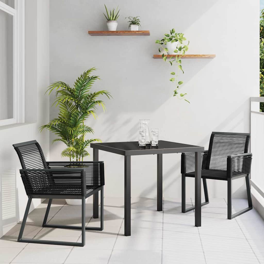 Conjunto de Comedor de Jardín 3 pcs Negro