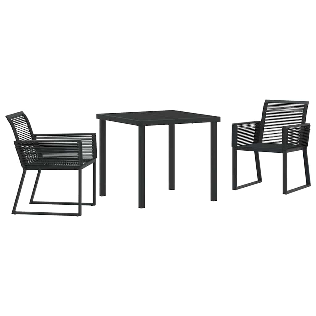 Conjunto de Comedor de Jardín 3 pcs Negro